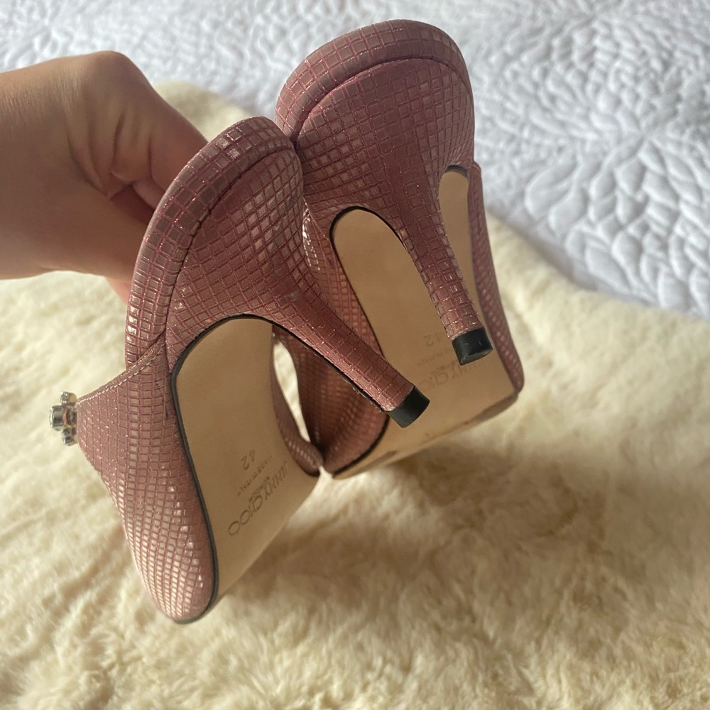Jimmy Choo Bing 65 Pink Heels with Crystal Strap - Picture 4 of 12